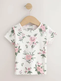 Next Pink Ribbed Short Sleeve Tops 5 Pack (3mths-7yrs) Discount