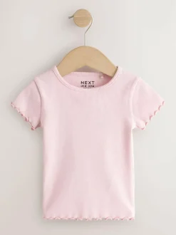 Next Pink Ribbed Short Sleeve Tops 5 Pack (3mths-7yrs) Discount