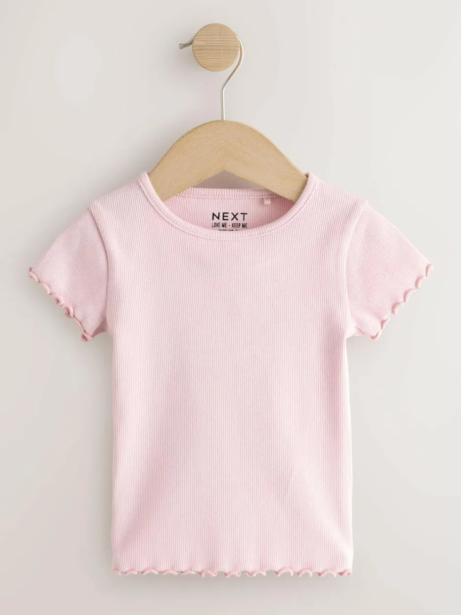 Next Pink Ribbed Short Sleeve Tops 5 Pack (3mths-7yrs) Discount