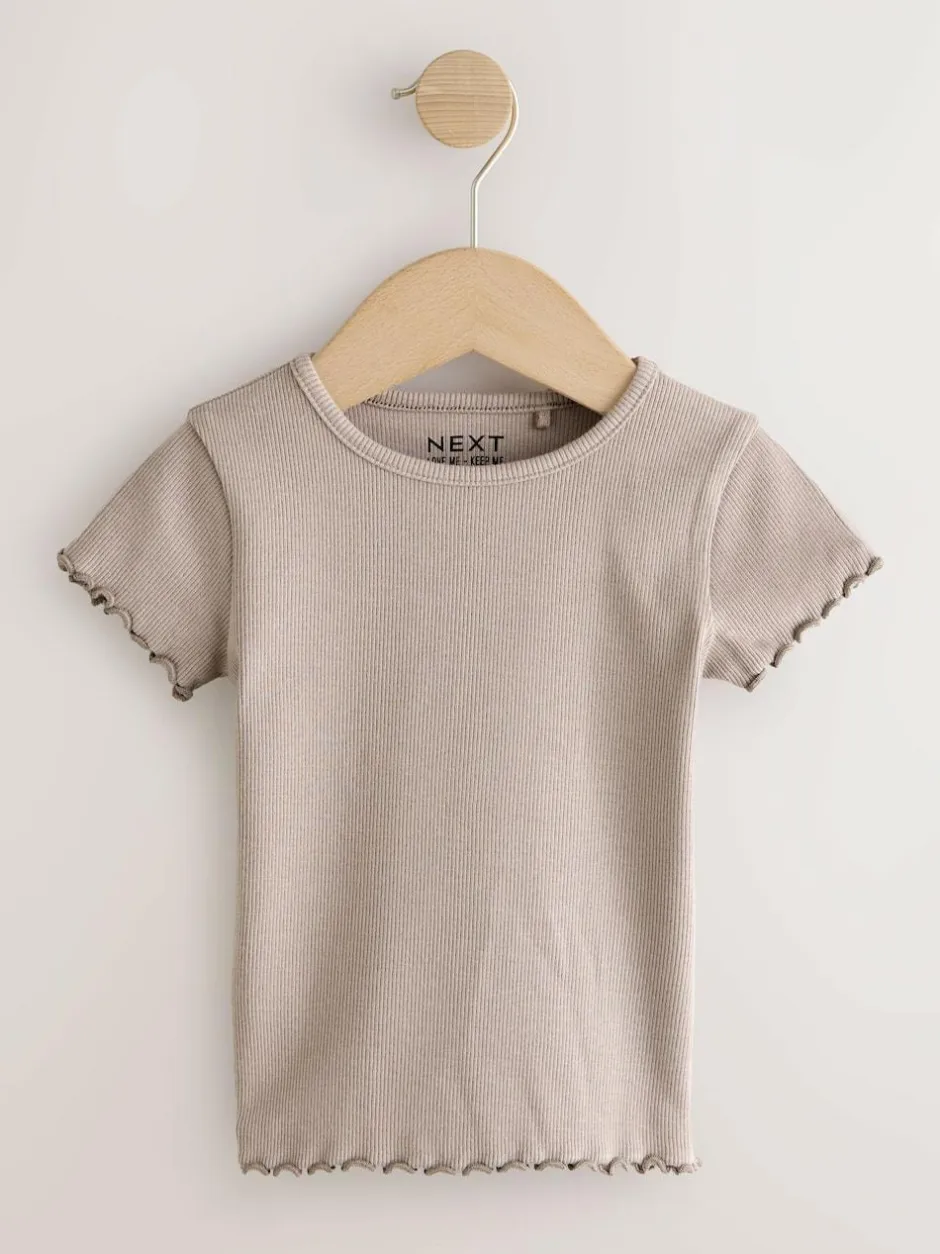 Next Pink Ribbed Short Sleeve Tops 5 Pack (3mths-7yrs) Discount