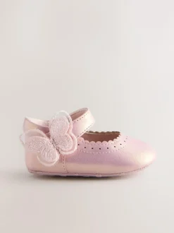 Next Mary Jane Baby Shoes (0-18mths) Pink Shimmer Butterfly Best