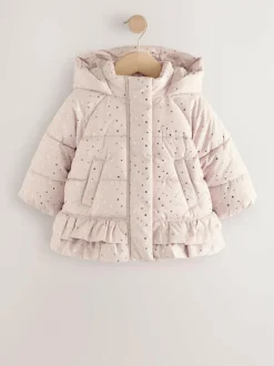 Next Shower Resistant Padded Coat With Frill Hem (3mths-7yrs) Pink Outlet