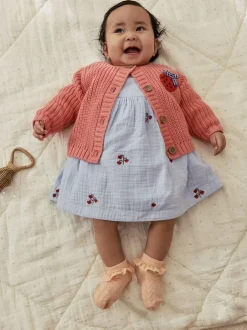 Next Baby Embroidered Back Cardigan (0mths-2yrs) Pink Strawberry Outlet