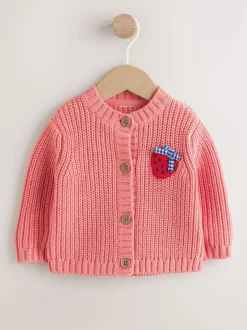 Next Baby Embroidered Back Cardigan (0mths-2yrs) Pink Strawberry Outlet