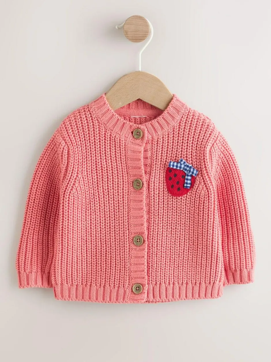Next Baby Embroidered Back Cardigan (0mths-2yrs) Pink Strawberry Outlet