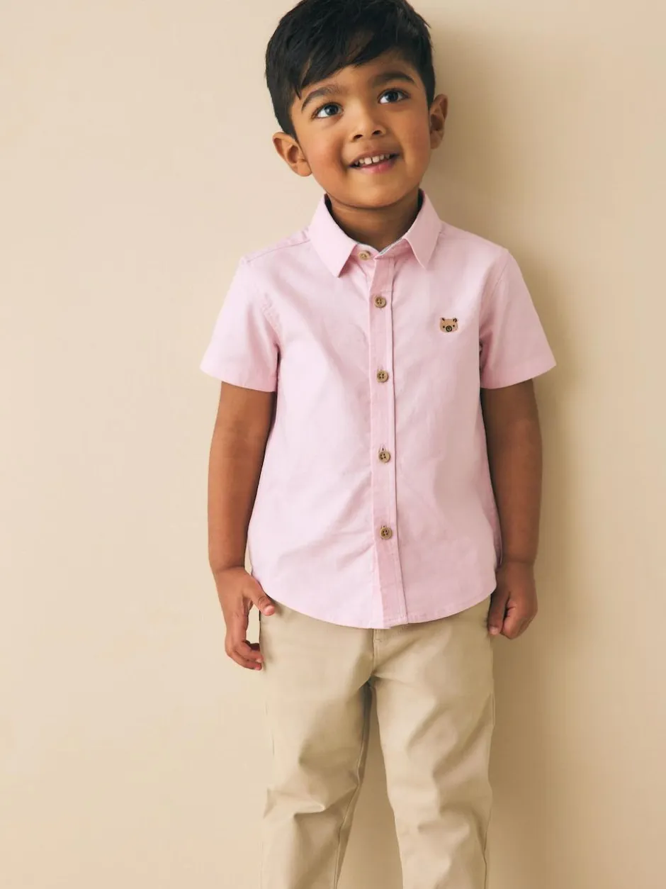 Next Short Sleeve Long Sleeve Oxford Shirt (3mths-7yrs) Pink Stripe Character