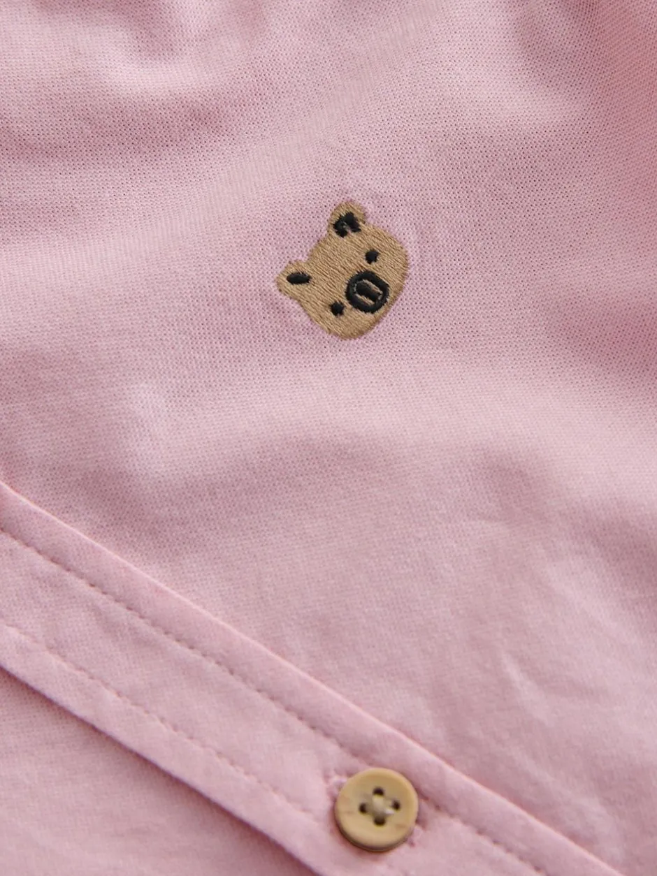 Next Short Sleeve Long Sleeve Oxford Shirt (3mths-7yrs) Pink Stripe Character