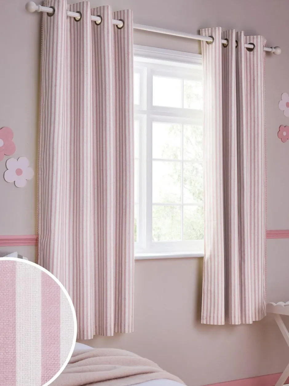 Next Pink Stripe Eyelet Blackout Curtains Hot