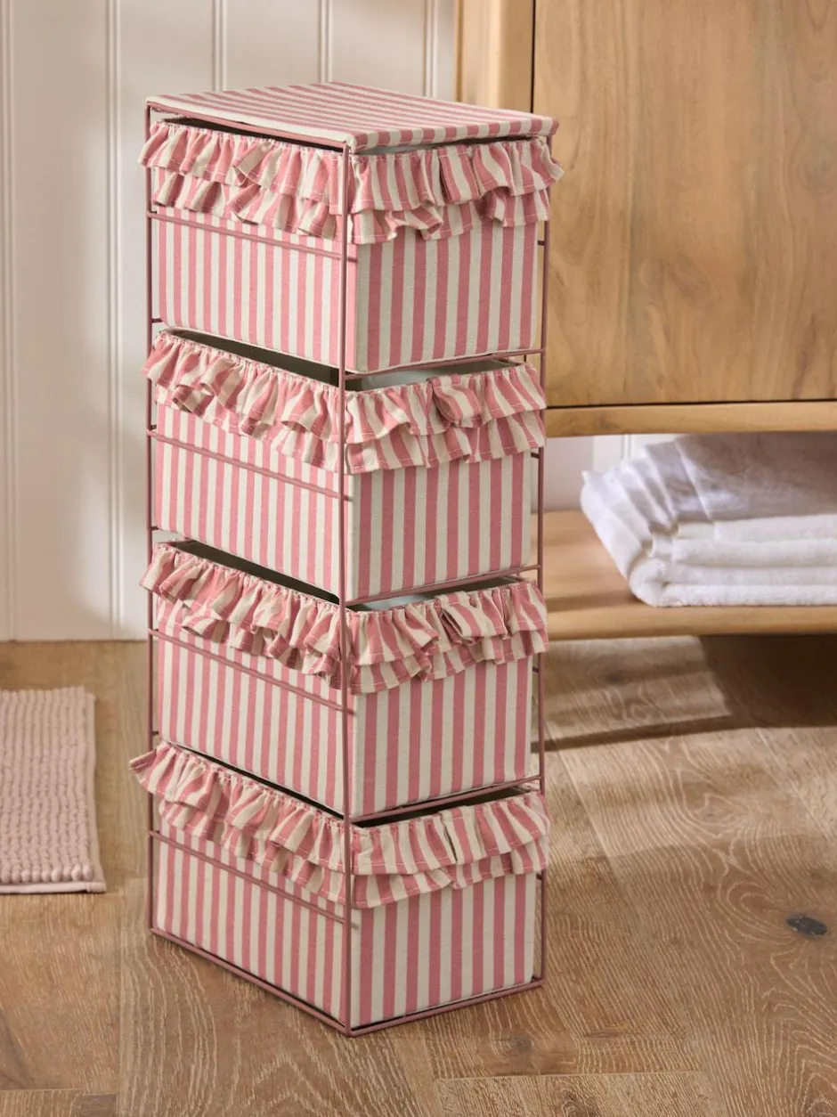 Next Pink Stripe Frill Storage Drawers Discount