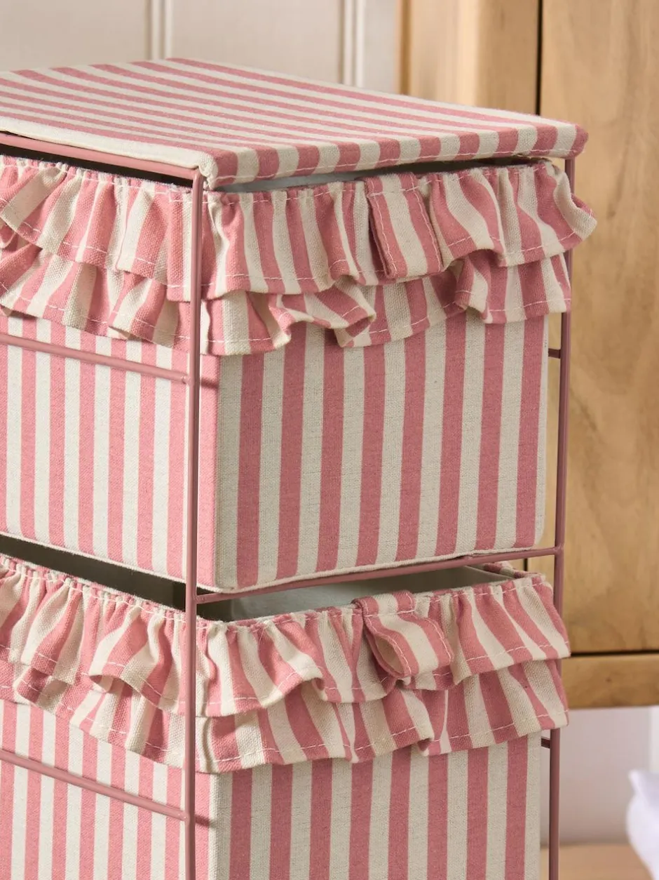 Next Pink Stripe Frill Storage Drawers Discount