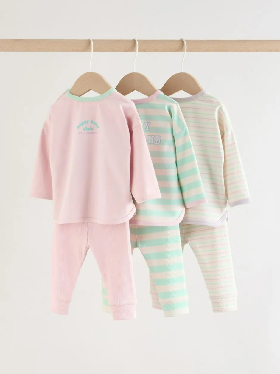 Next Pink Stripe Long Sleeve Top And Leggings Set 6 Piece (0mths-3yrs) Clearance