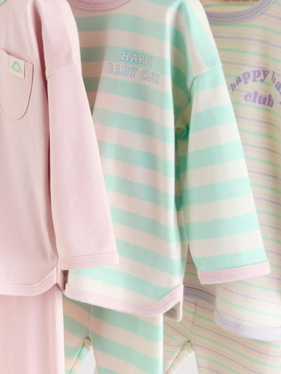 Next Pink Stripe Long Sleeve Top And Leggings Set 6 Piece (0mths-3yrs) Clearance