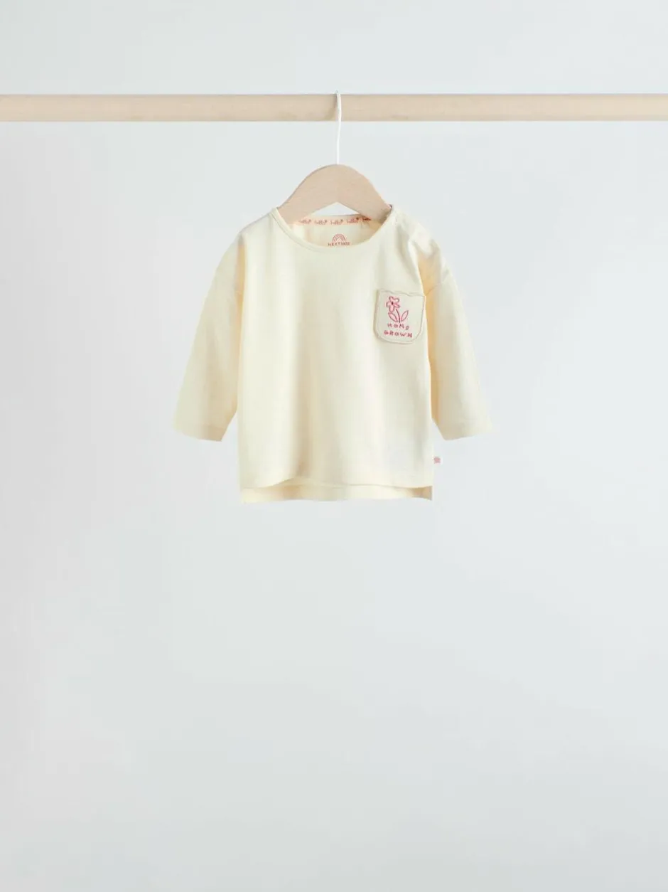 Next Pink Stripe/Slogan Long Sleeve Baby Tops 4 Pack (0mths-2yrs) Discount