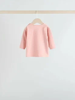 Next Pink Stripe/Slogan Long Sleeve Baby Tops 4 Pack (0mths-2yrs) Discount