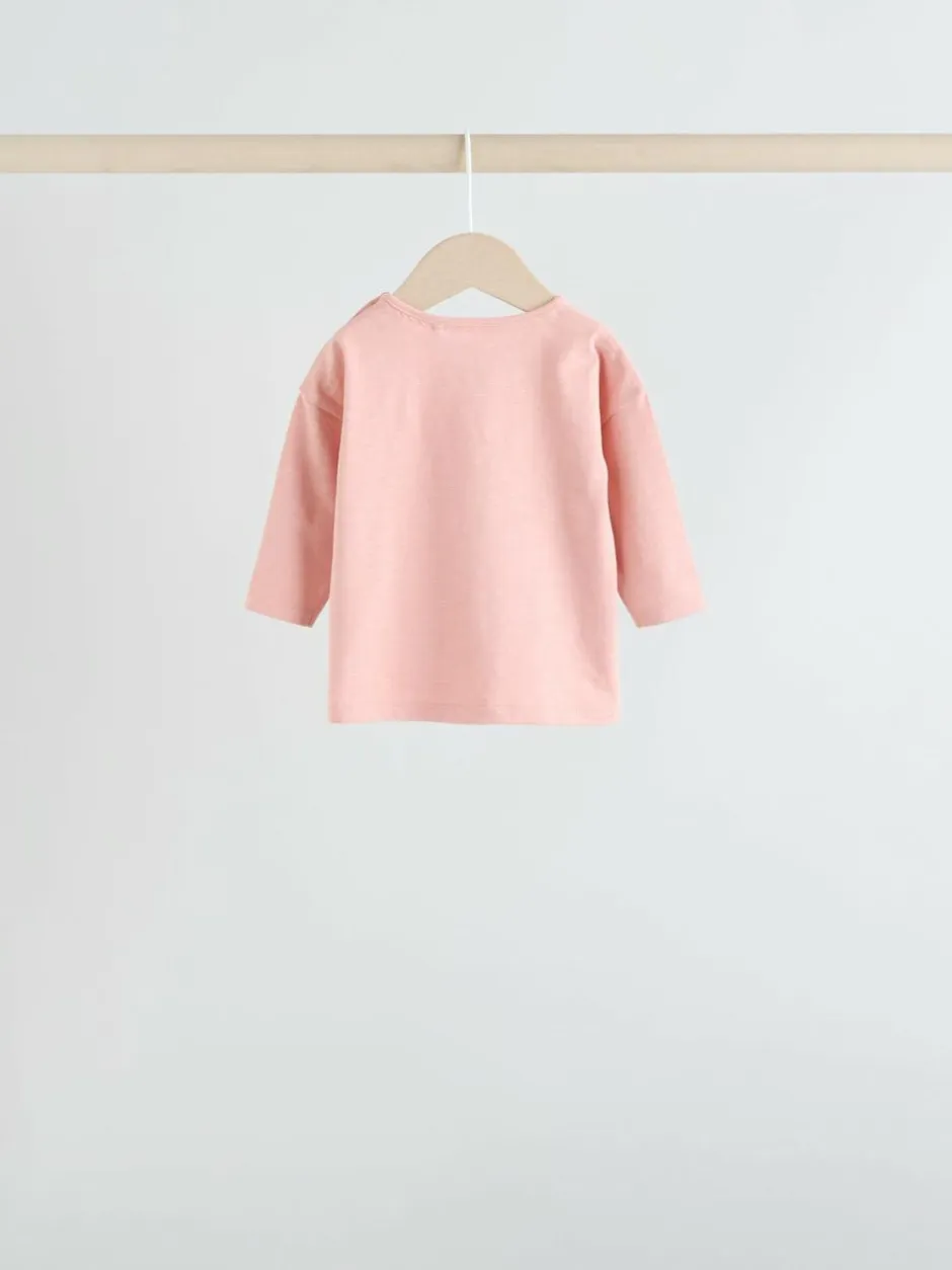 Next Pink Stripe/Slogan Long Sleeve Baby Tops 4 Pack (0mths-2yrs) Discount
