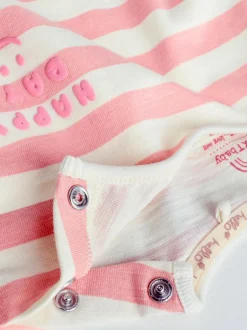 Next Pink Stripe/Slogan Long Sleeve Baby Tops 4 Pack (0mths-2yrs) Discount