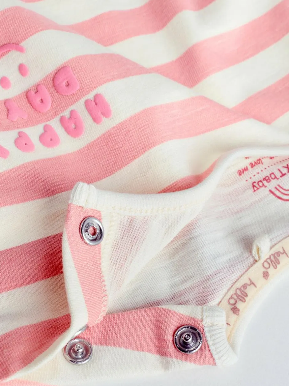 Next Pink Stripe/Slogan Long Sleeve Baby Tops 4 Pack (0mths-2yrs) Discount