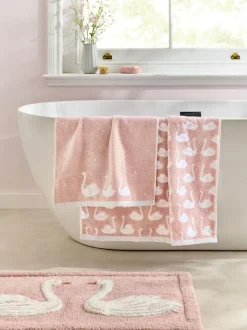 Next Pink Swan 100% Cotton Towel Outlet