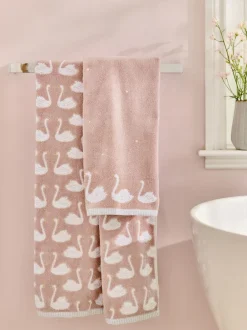Next Pink Swan 100% Cotton Towel Outlet