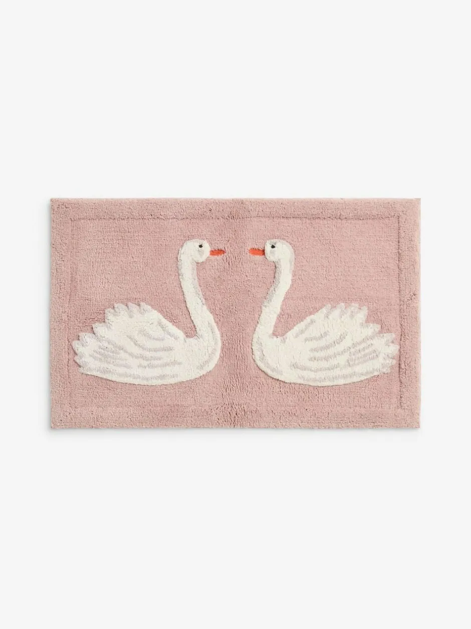 Next Pink Swan Print 100% Cotton Bath Mat Sale