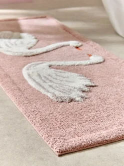Next Pink Swan Print 100% Cotton Runner Bath Mat Outlet
