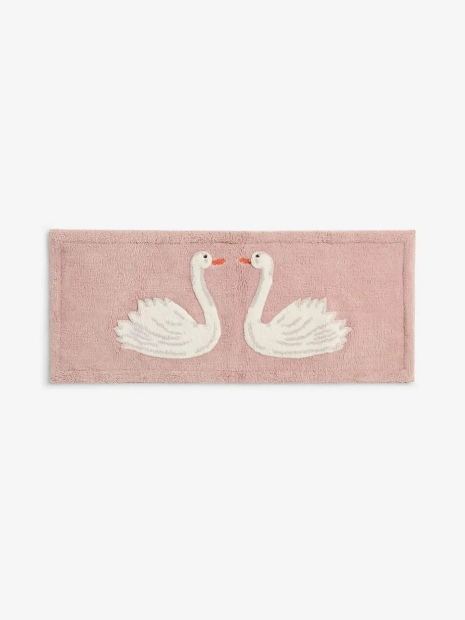 Next Pink Swan Print 100% Cotton Runner Bath Mat Outlet