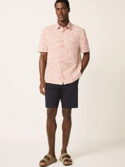 Next Textured Floral Print Short Sleeve Shirt Pink Hot