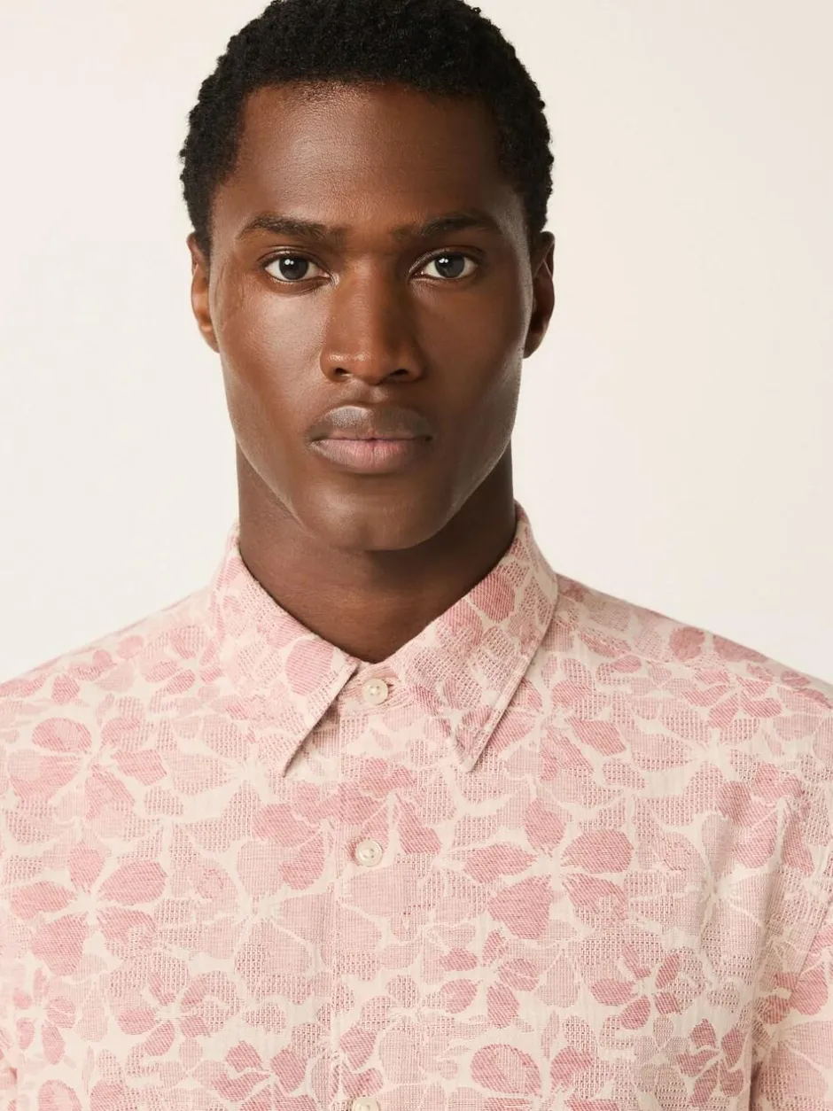 Next Textured Floral Print Short Sleeve Shirt Pink Hot
