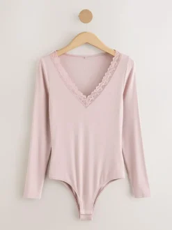Next Thermal Base Layer Lace Trim Bodysuit Pink