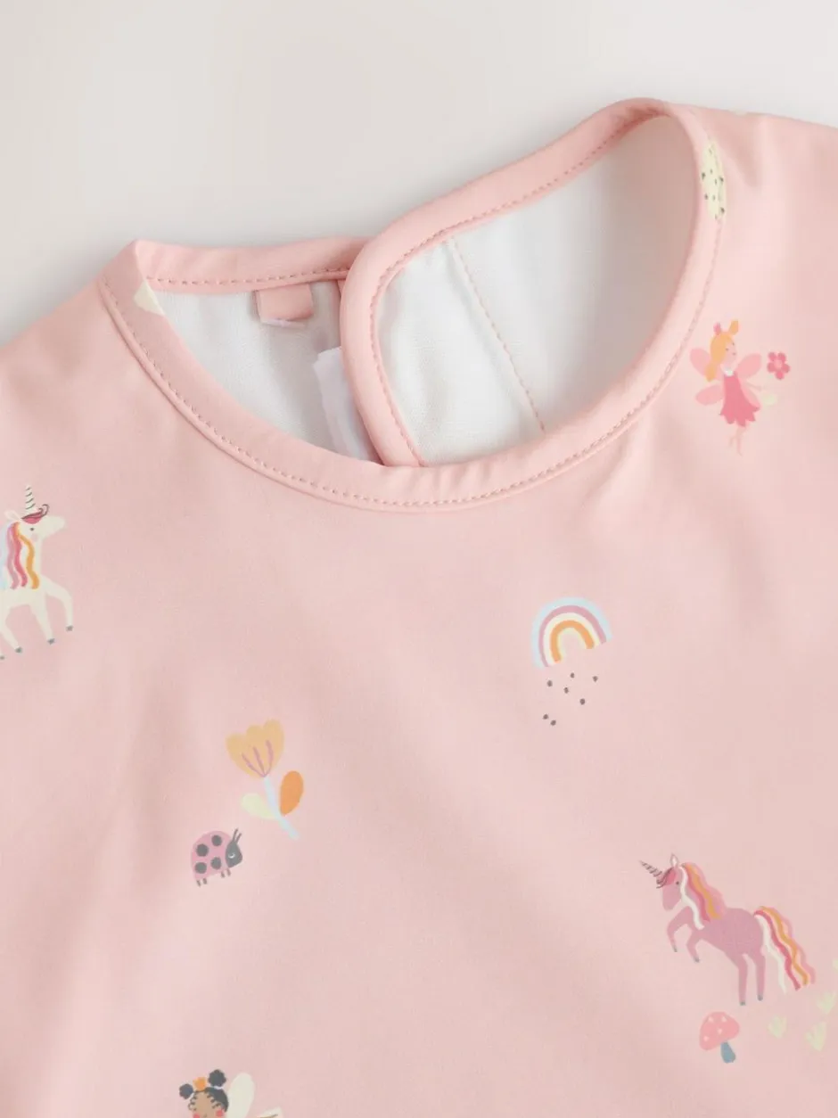 Next Pink Unicorn Fairies Weaning And Feeding Sleeved Bib