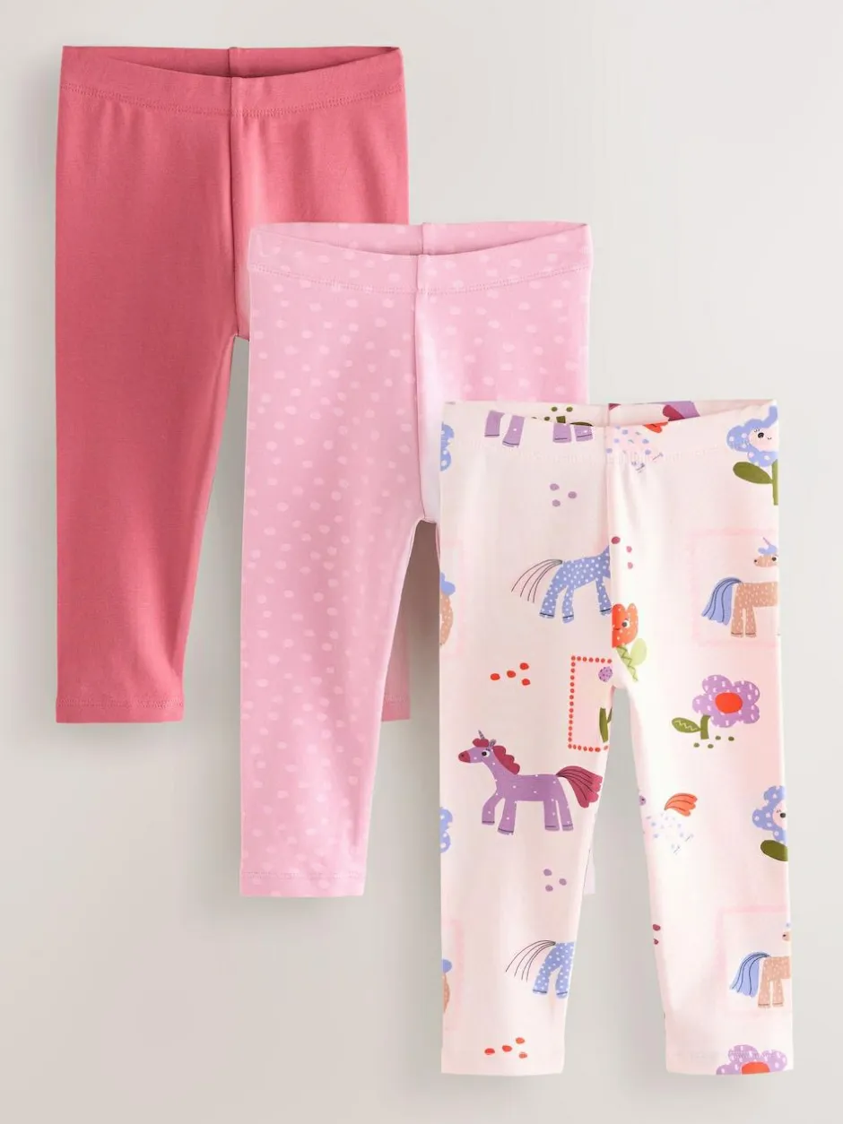 Next Leggings 3 Pack (3mths-7yrs) Pink Unicorn Online