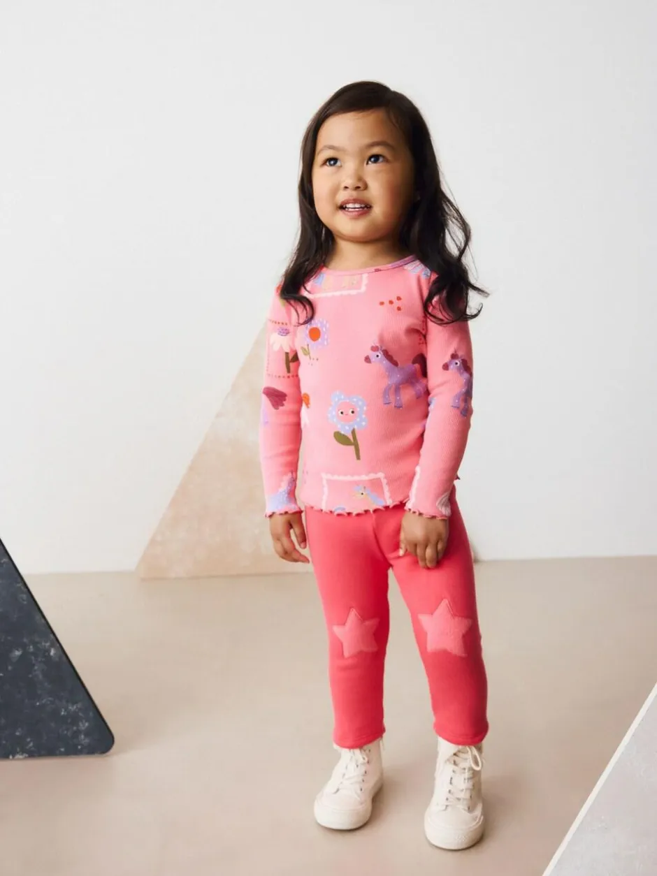 Next Pink Unicorn Rib Long Sleeve T-Shirt (3mths-7yrs) Online