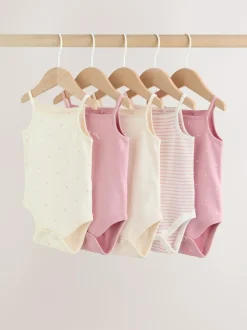 Next Pink Vest Baby Bodysuits 5 Pack Sale