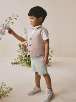 Next Pink Waistcoat, Shirt, Shorts & Tie Set (3mths-9yrs) Sale