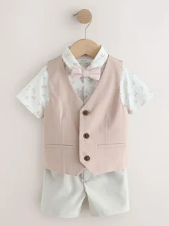 Next Pink Waistcoat, Shirt, Shorts & Tie Set (3mths-9yrs) Sale