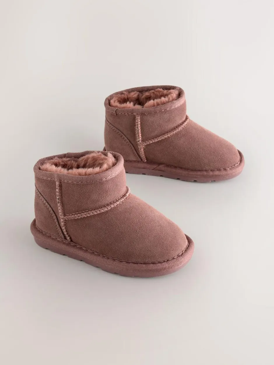 Next Pink Water Repellent Standard Fit (F) Suede Pull On Boots