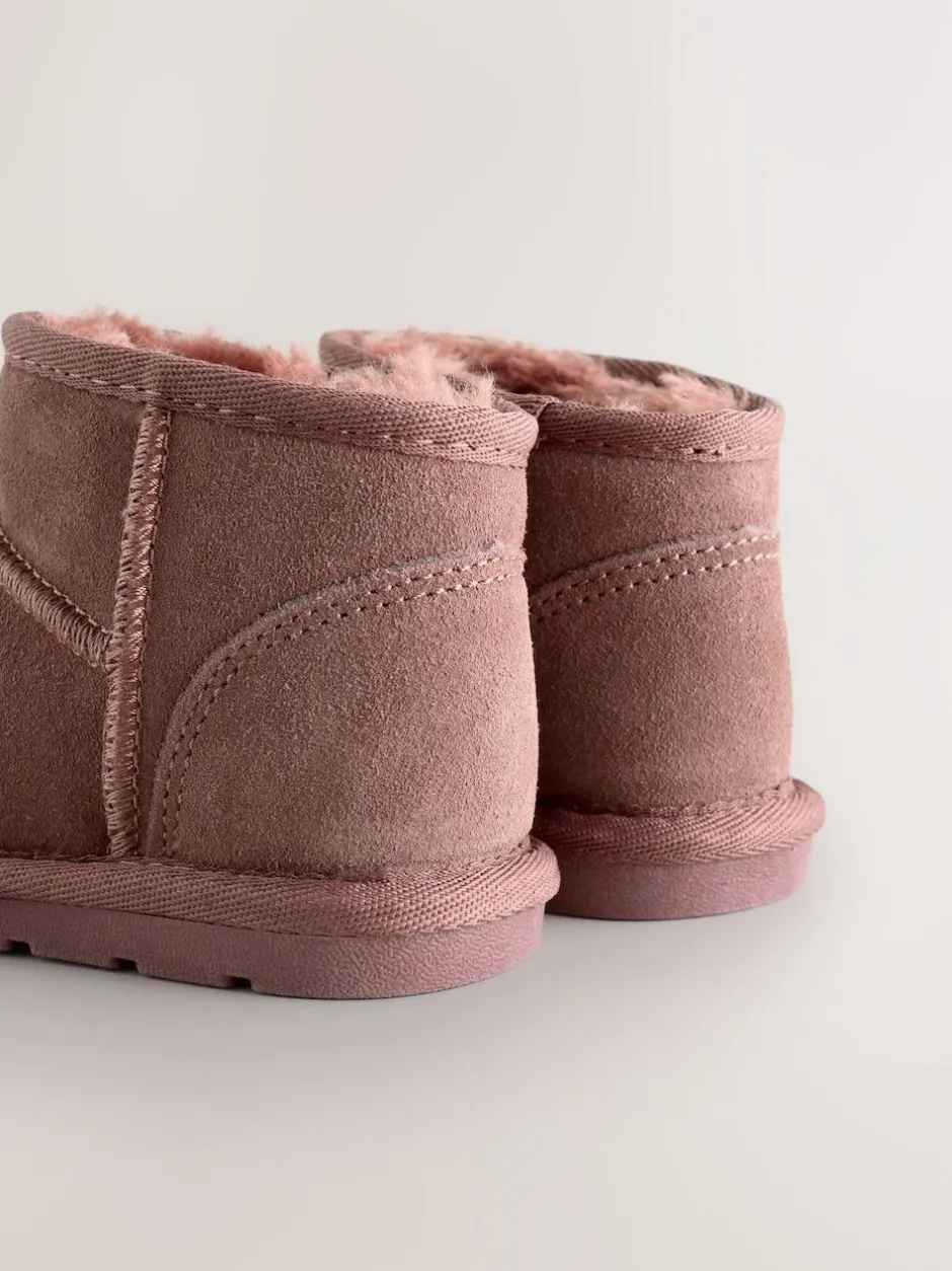 Next Pink Water Repellent Standard Fit (F) Suede Pull On Boots