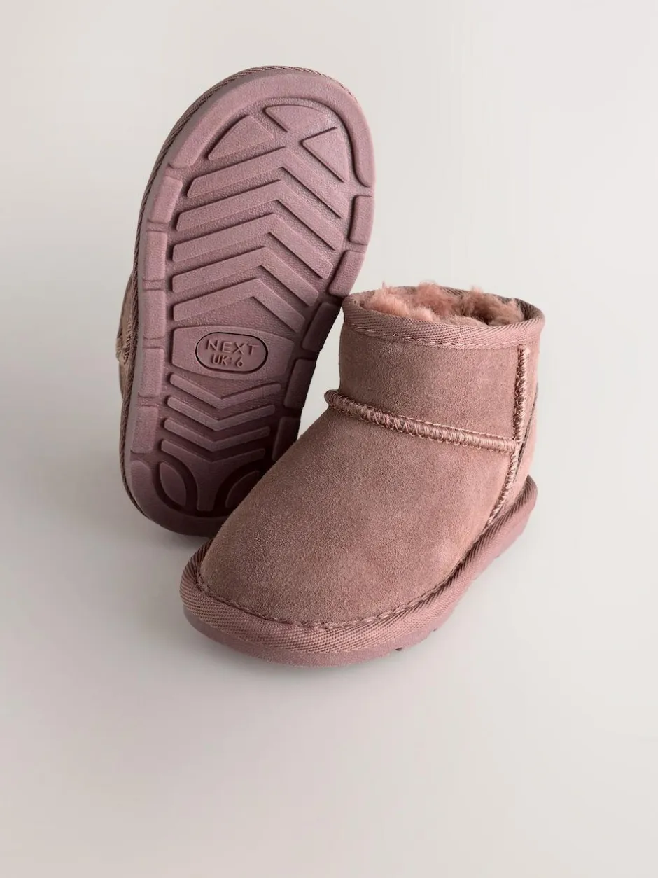 Next Pink Water Repellent Standard Fit (F) Suede Pull On Boots