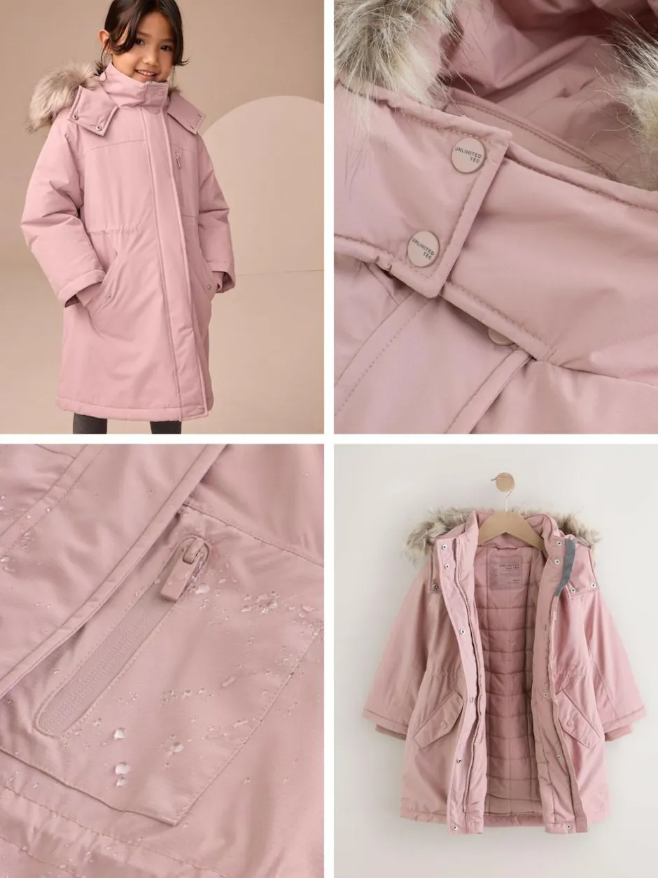 Next Waterproof Wadded Coat (3-16yrs) Pink