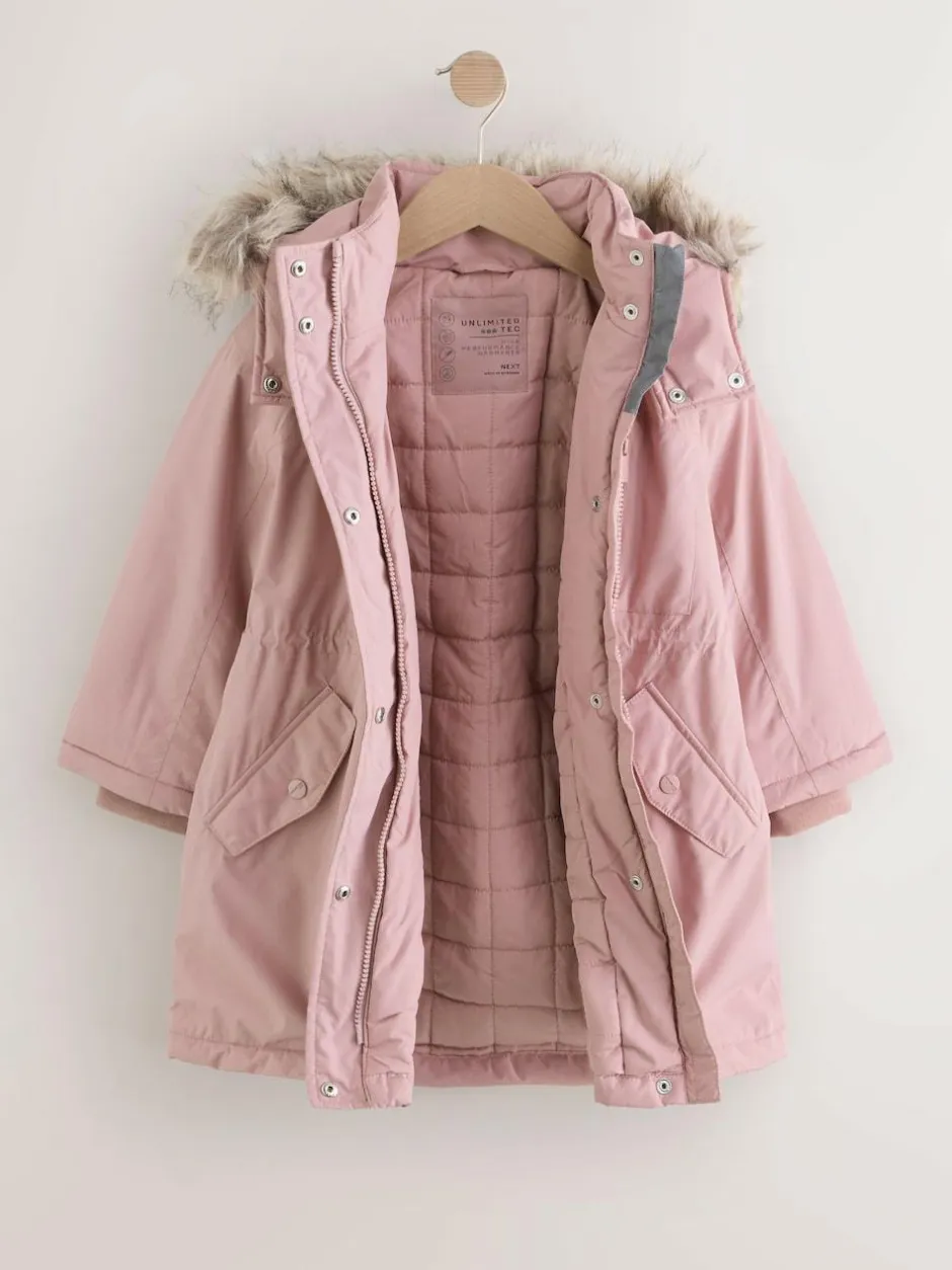 Next Waterproof Wadded Coat (3-16yrs) Pink