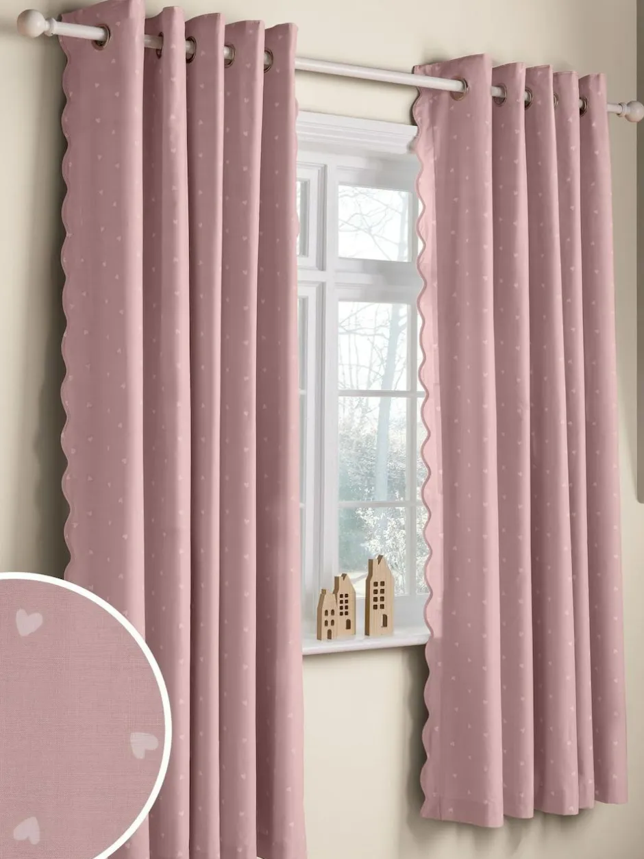 Next Pink Wave Edge Heart Eyelet Blackout Curtains New