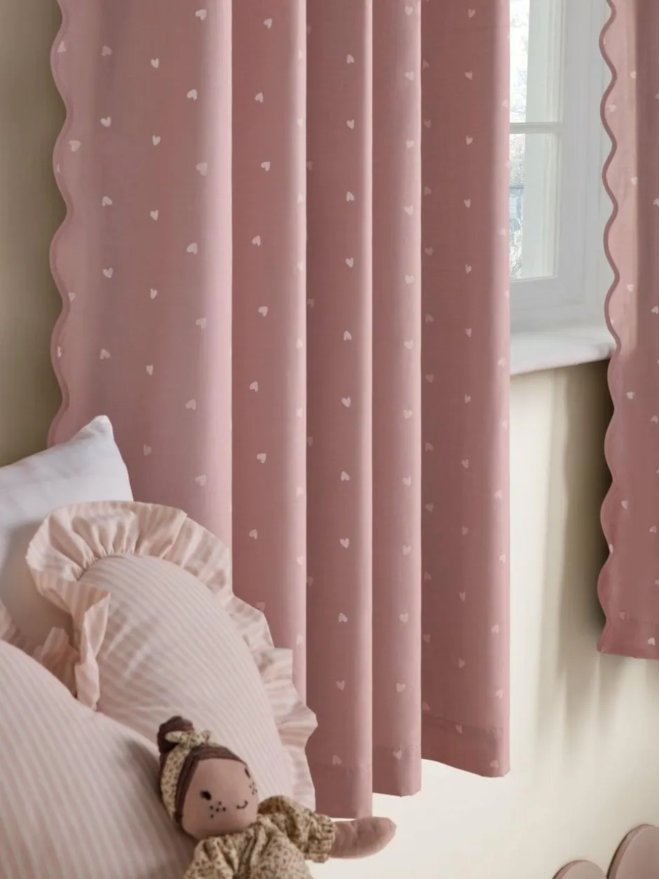 Next Pink Wave Edge Heart Eyelet Blackout Curtains New