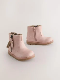 Next Pink Wide Fit (G) Chelsea Zip Tassel Ankle Boots Online