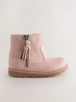Next Pink Wide Fit (G) Chelsea Zip Tassel Ankle Boots Online