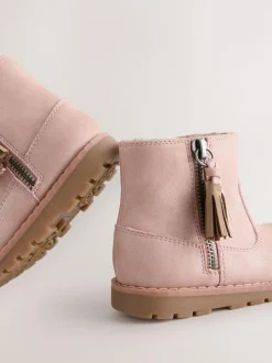 Next Pink Wide Fit (G) Chelsea Zip Tassel Ankle Boots Online