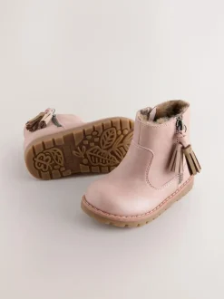 Next Pink Wide Fit (G) Chelsea Zip Tassel Ankle Boots Online