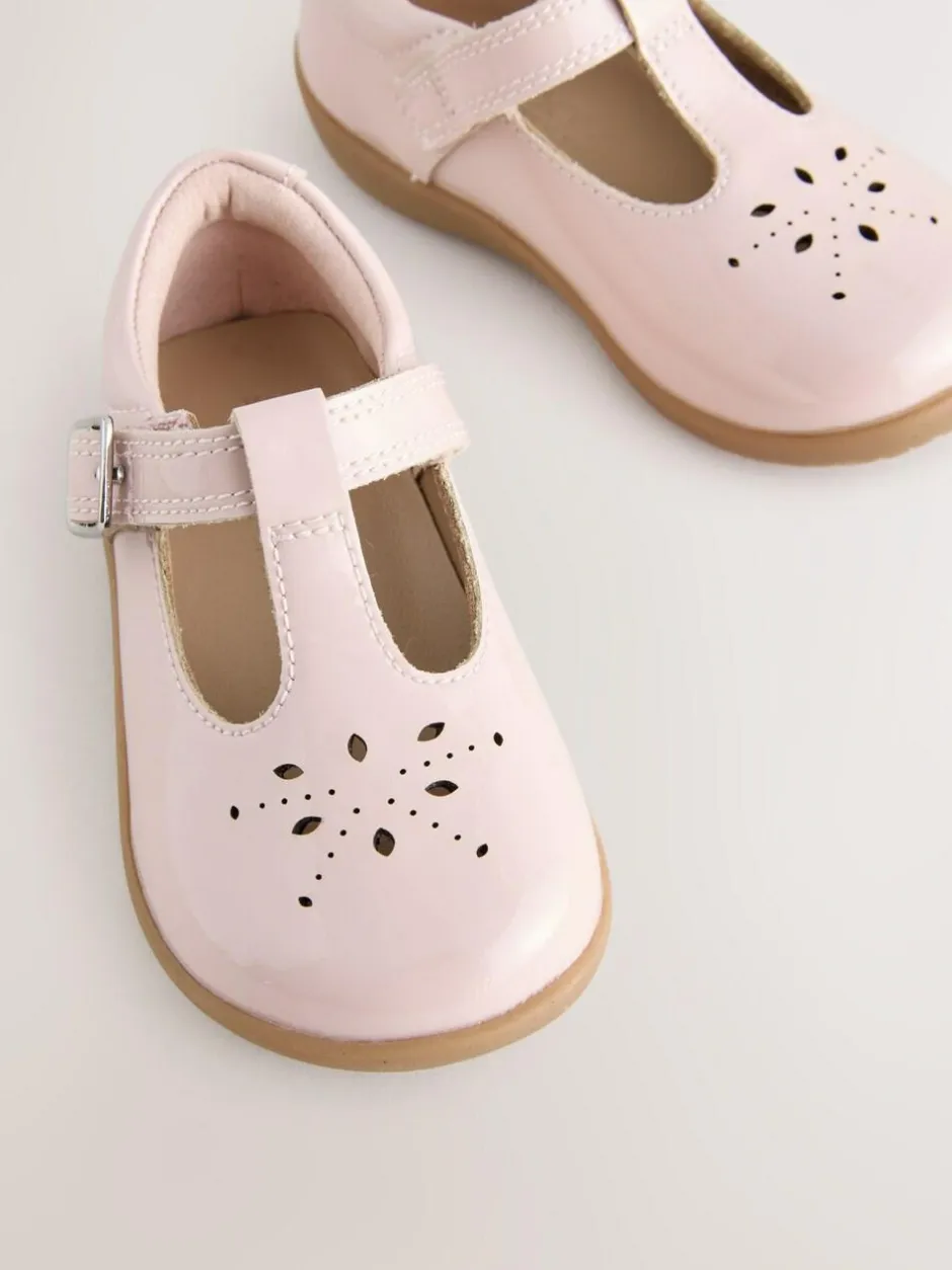 Next Wide Fit (G) First Walker T-Bar Touch Fastening Shoes Pink Discount
