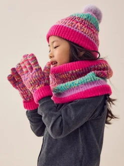 Next Pink/Blue Beanie Gloves And Snood Set (3-13yrs) Outlet