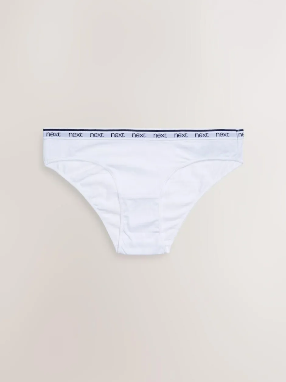 Next Bikini Cotton Logo Knickers 4 Pack Pink/Blue Stripe Clearance