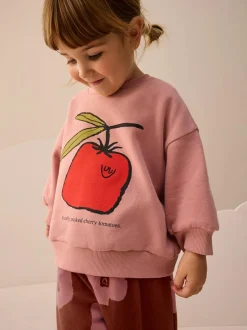 Next Pink/Brown Tomato Sweatshirt and Barrel Leg Joggers Set (3mths-7yrs) Best